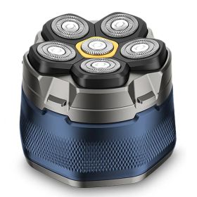 Cordless Electric Head Shaver For Men 6D Magnetic Floating Head IPX6 Waterproof Wet Dry Shaving Electric Razor Type-C Rechargeable Trimmer With L (Option: blue)